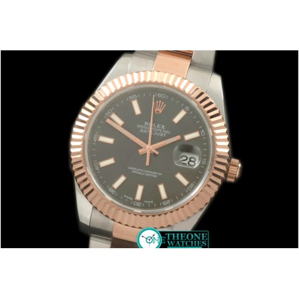 Rolex - SS/RG Oyster Fluted Grey Sticks Asian Eta 2836-2