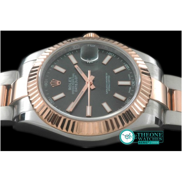 Rolex - SS/RG Oyster Fluted Grey Sticks Asian Eta 2836-2