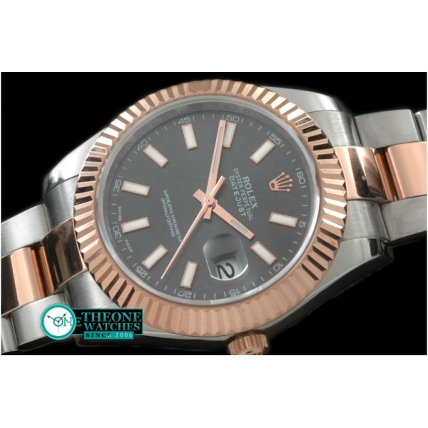 Rolex - SS/RG Oyster Fluted Grey Sticks Asian Eta 2836-2