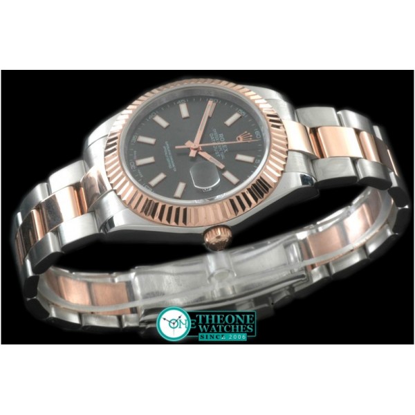 Rolex - SS/RG Oyster Fluted Grey Sticks Asian Eta 2836-2