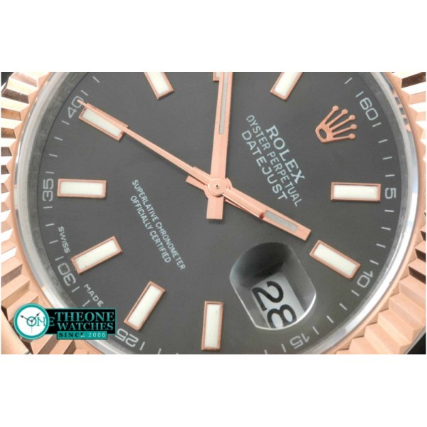 Rolex - SS/RG Oyster Fluted Grey Sticks Asian Eta 2836-2