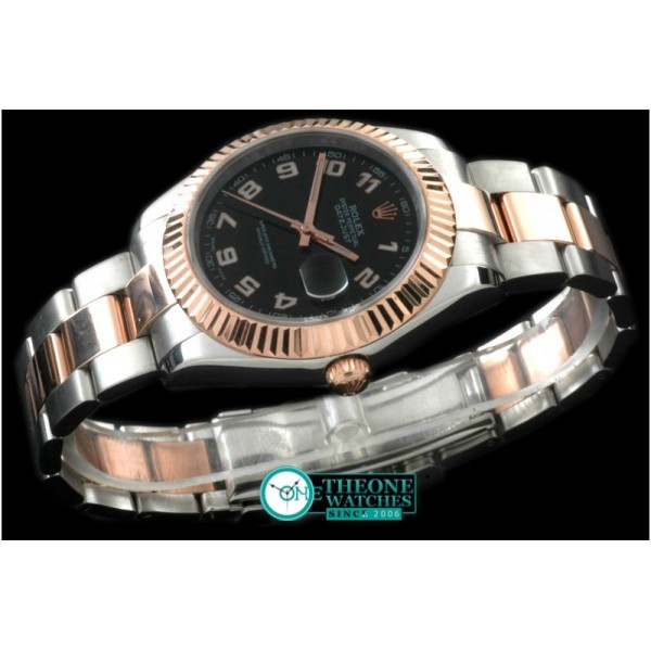 Rolex - SS/RG Oyster Fluted Black Num Asian Eta 2836-2