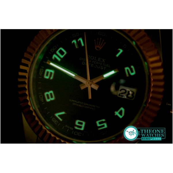 Rolex - SS/RG Oyster Fluted Black Num Asian Eta 2836-2