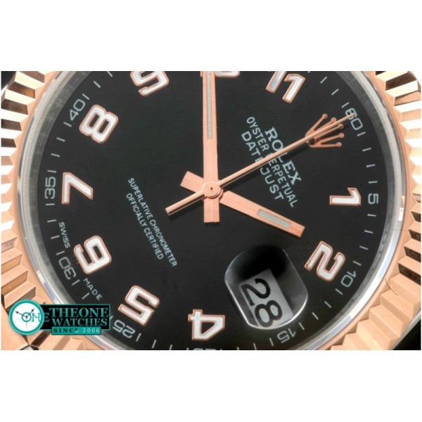 Rolex - SS/RG Oyster Fluted Black Num Asian Eta 2836-2