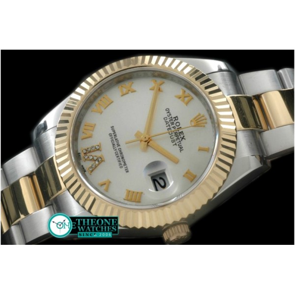 Rolex - SS/YG Oyster Fluted White Roman Asian Eta 2836-2