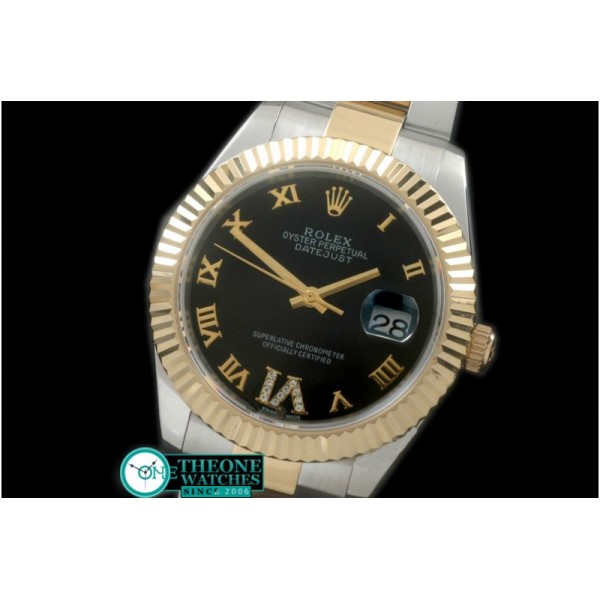 Rolex - SS/YG Oyster Fluted Black Roman Asian Eta 2836-2