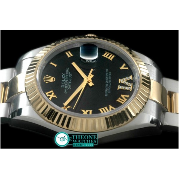 Rolex - SS/YG Oyster Fluted Black Roman Asian Eta 2836-2