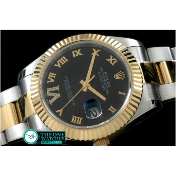 Rolex - SS/YG Oyster Fluted Black Roman Asian Eta 2836-2