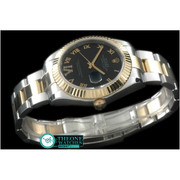 Rolex - SS/YG Oyster Fluted Black Roman Asian Eta 2836-2