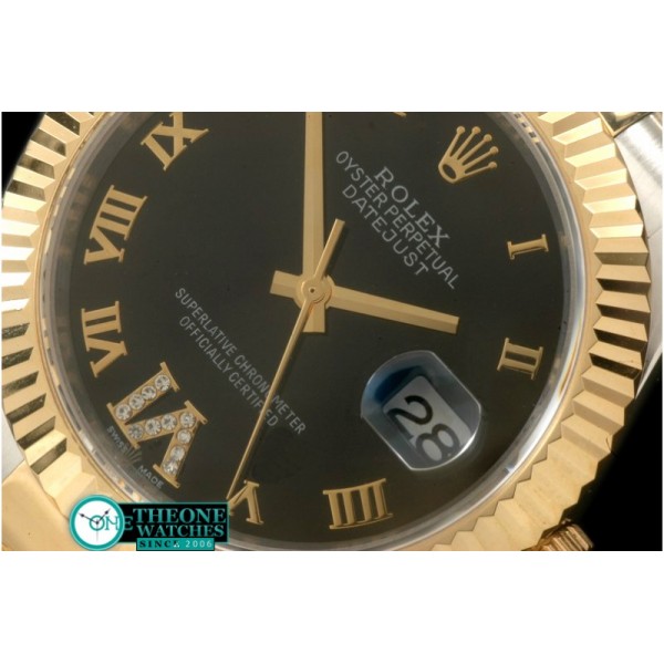 Rolex - SS/YG Oyster Fluted Black Roman Asian Eta 2836-2