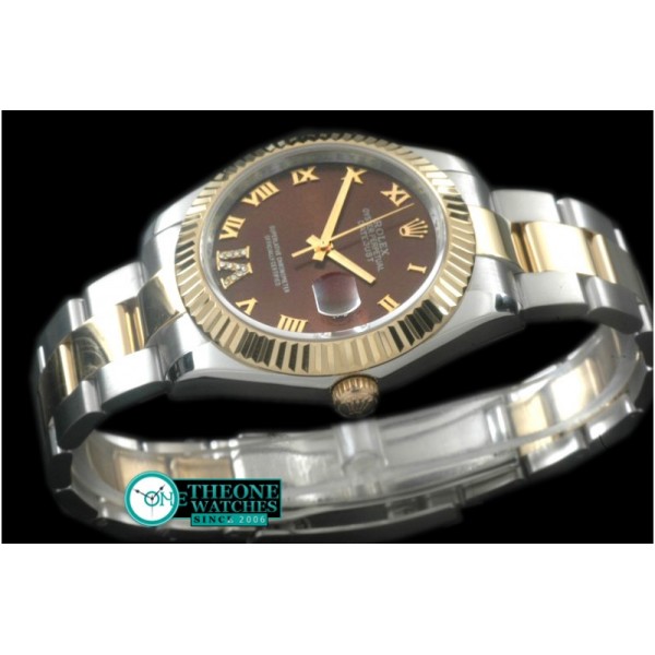 Rolex - SS/YG Oyster Fluted Brown Roman Asian Eta 2836-2