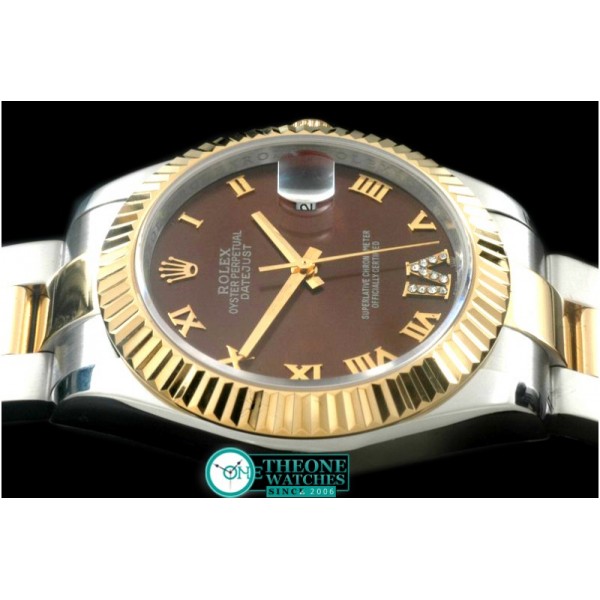Rolex - SS/YG Oyster Fluted Brown Roman Asian Eta 2836-2