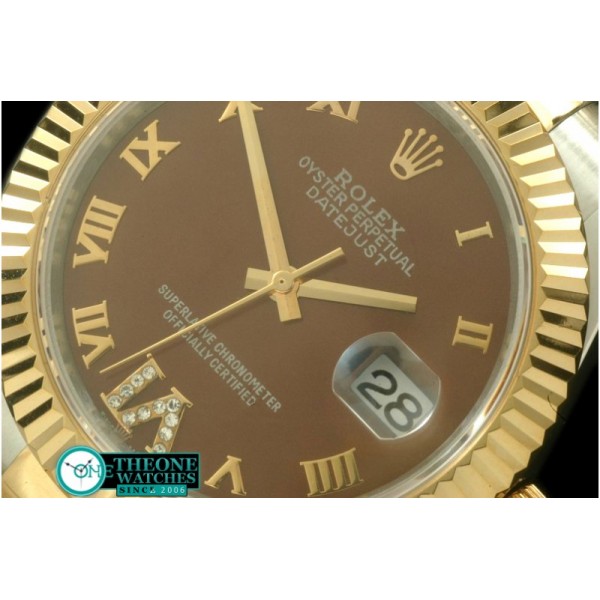 Rolex - SS/YG Oyster Fluted Brown Roman Asian Eta 2836-2