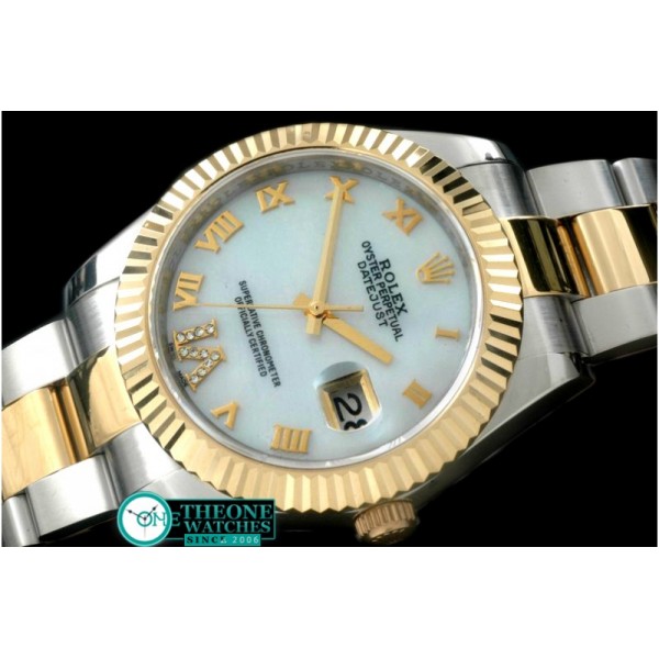 Rolex - SS/YG Oyster Fluted M-White Roman Asian Eta 2836-2