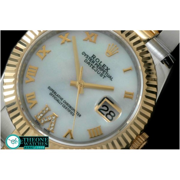 Rolex - SS/YG Oyster Fluted M-White Roman Asian Eta 2836-2