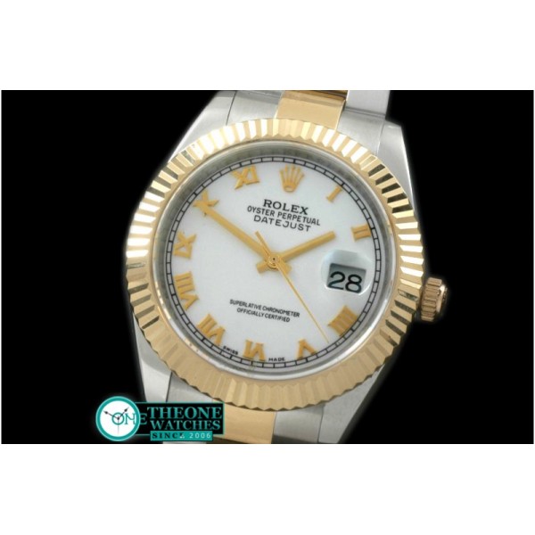 Rolex - SS/YG Oyster Fluted P-White Roman Asian Eta 2836-2