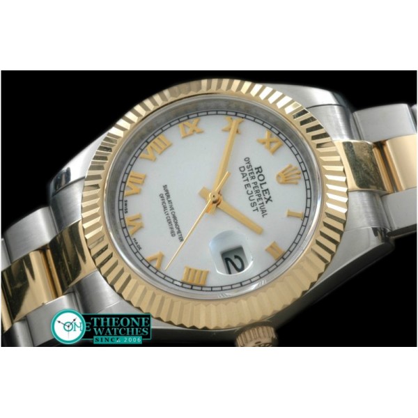 Rolex - SS/YG Oyster Fluted P-White Roman Asian Eta 2836-2
