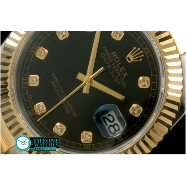 Rolex - SS/YG Oyster Fluted Black Diam Asian Eta 2836-2