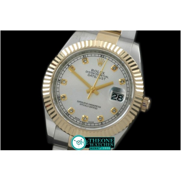 Rolex - SS/YG Oyster Fluted White Diam Asian Eta 2836-2