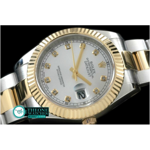 Rolex - SS/YG Oyster Fluted White Diam Asian Eta 2836-2