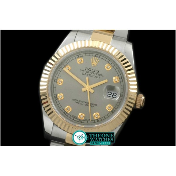 Rolex - SS/YG Oyster Fluted Grey Diam Asian Eta 2836-2