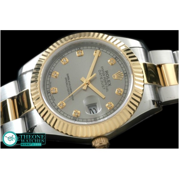 Rolex - SS/YG Oyster Fluted Grey Diam Asian Eta 2836-2