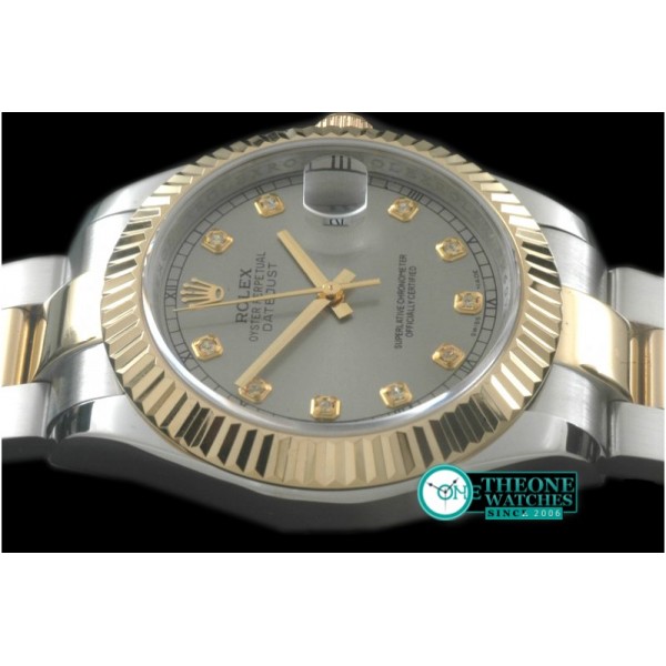 Rolex - SS/YG Oyster Fluted Grey Diam Asian Eta 2836-2