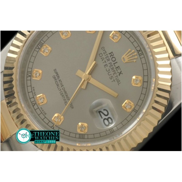 Rolex - SS/YG Oyster Fluted Grey Diam Asian Eta 2836-2