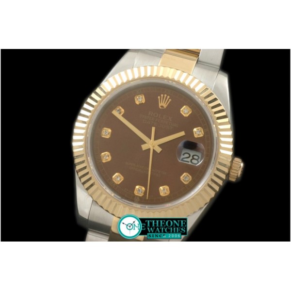 Rolex - SS/YG Oyster Fluted Brown Diam Asian Eta 2836-2