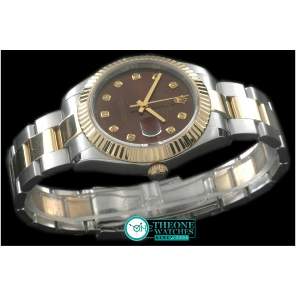 Rolex - SS/YG Oyster Fluted Brown Diam Asian Eta 2836-2