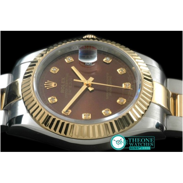 Rolex - SS/YG Oyster Fluted Brown Diam Asian Eta 2836-2