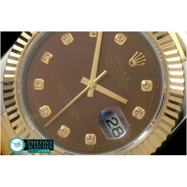 Rolex - SS/YG Oyster Fluted Brown Diam Asian Eta 2836-2