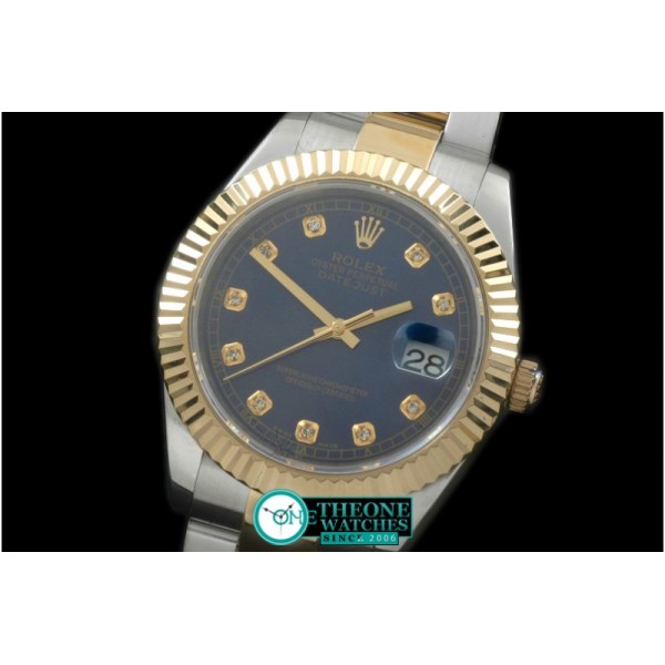 Rolex - SS/YG Oyster Fluted Blue Diam Asian Eta 2836-2