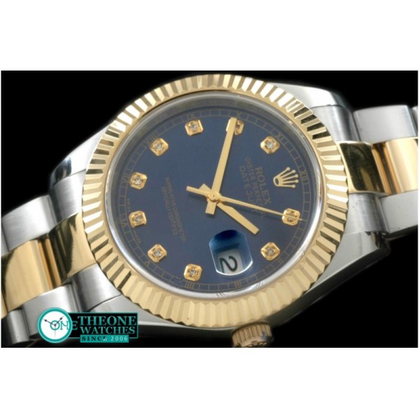 Rolex - SS/YG Oyster Fluted Blue Diam Asian Eta 2836-2