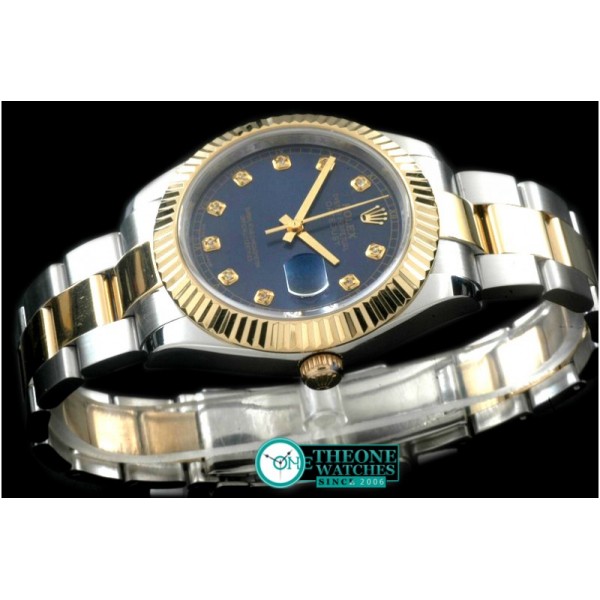 Rolex - SS/YG Oyster Fluted Blue Diam Asian Eta 2836-2