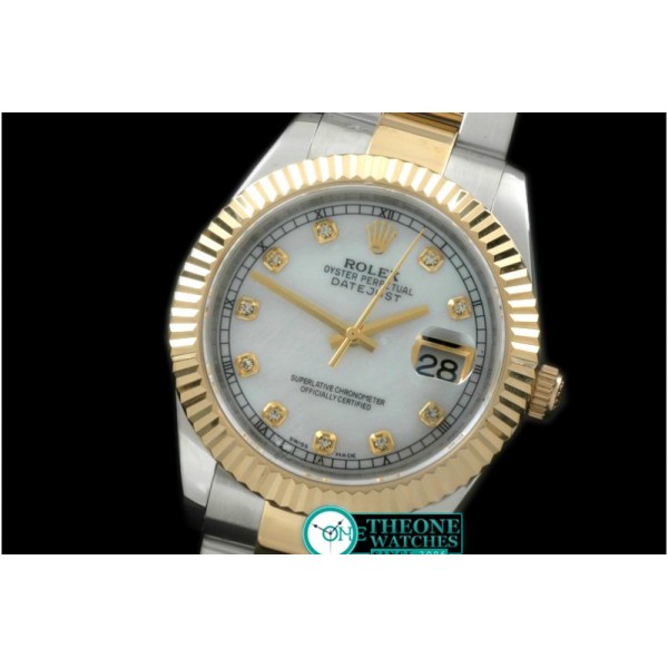 Rolex - SS/YG Oyster Fluted M-White Diam Asian Eta 2836-2
