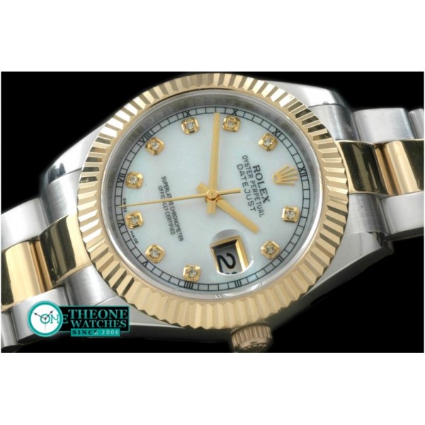 Rolex - SS/YG Oyster Fluted M-White Diam Asian Eta 2836-2