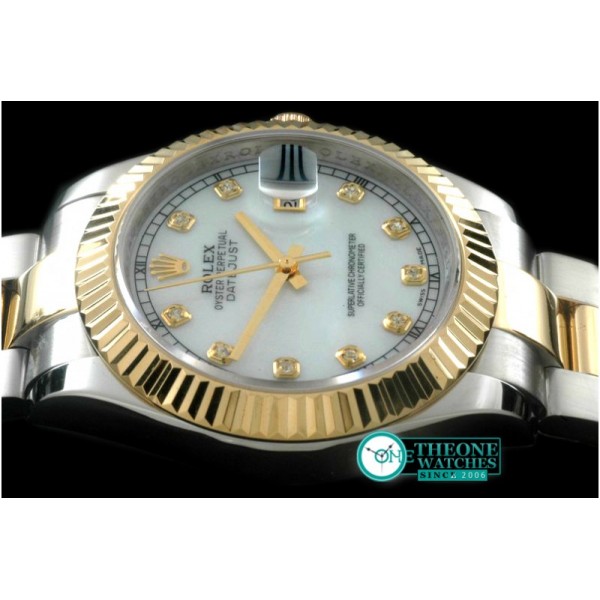 Rolex - SS/YG Oyster Fluted M-White Diam Asian Eta 2836-2
