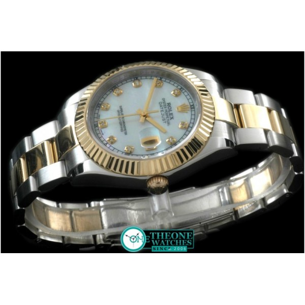 Rolex - SS/YG Oyster Fluted M-White Diam Asian Eta 2836-2