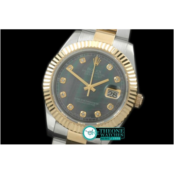Rolex - SS/YG Oyster Fluted M-Black Diam Asian Eta 2836-2