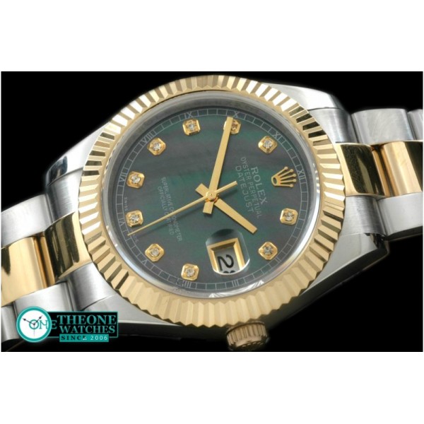 Rolex - SS/YG Oyster Fluted M-Black Diam Asian Eta 2836-2