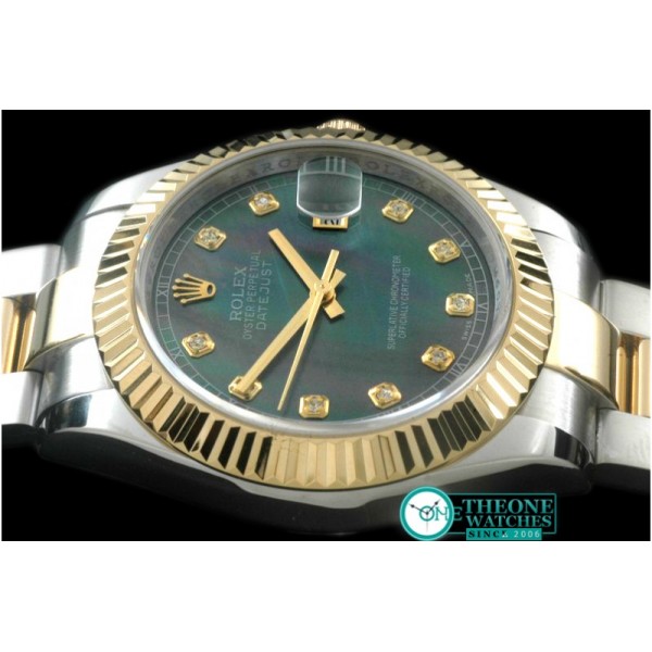 Rolex - SS/YG Oyster Fluted M-Black Diam Asian Eta 2836-2