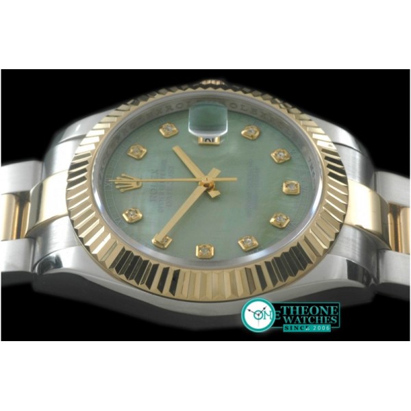 Rolex - SS/YG Oyster Fluted M-Green Diam Asian Eta 2836-2