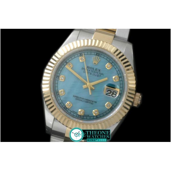 Rolex - SS/YG Oyster Fluted M-Blue Diam Asian Eta 2836-2
