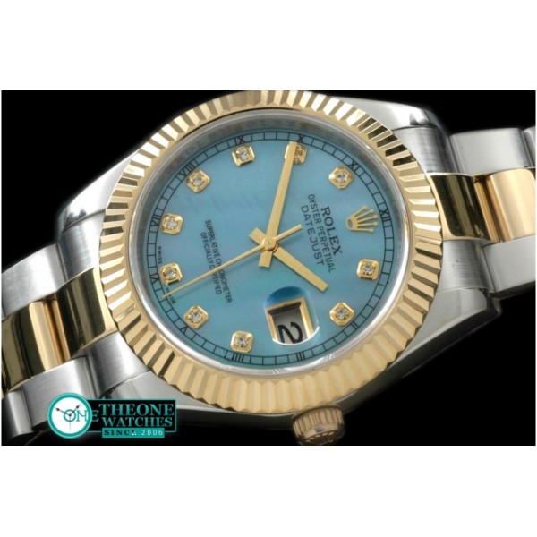 Rolex - SS/YG Oyster Fluted M-Blue Diam Asian Eta 2836-2