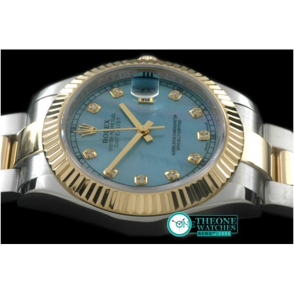 Rolex - SS/YG Oyster Fluted M-Blue Diam Asian Eta 2836-2