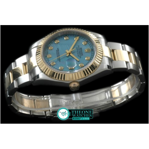 Rolex - SS/YG Oyster Fluted M-Blue Diam Asian Eta 2836-2