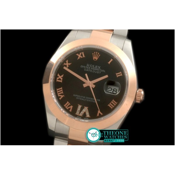 Rolex - SS/RG Oyster Black Roman Asian Eta 2836-2