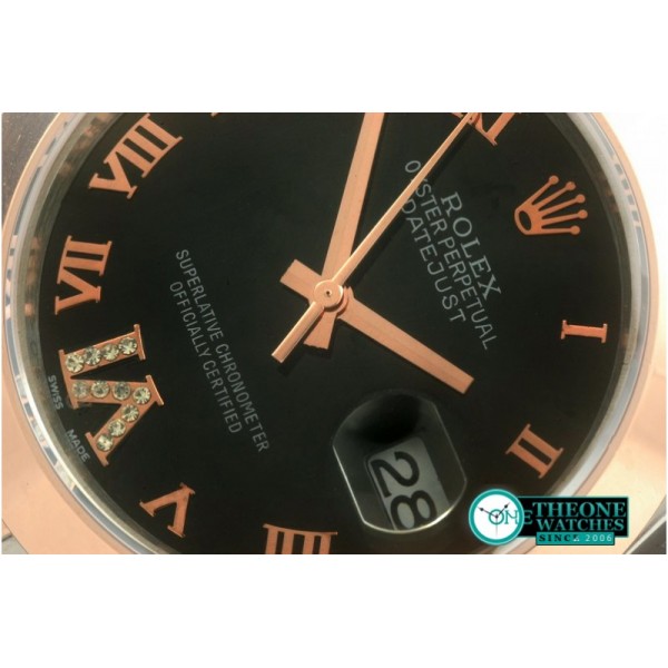 Rolex - SS/RG Oyster Black Roman Asian Eta 2836-2