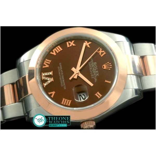 Rolex - SS/RG Oyster Brown Roman Asian Eta 2836-2